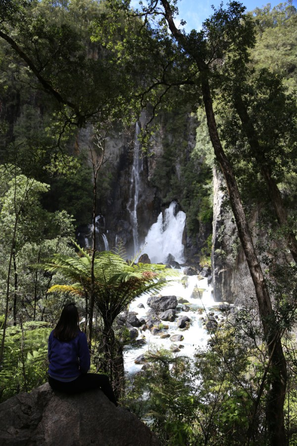 Donna in front of Tarawera Falls