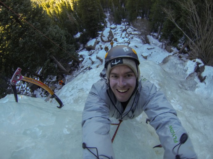 Of course i took a selfie when I was half way up the ice falls!