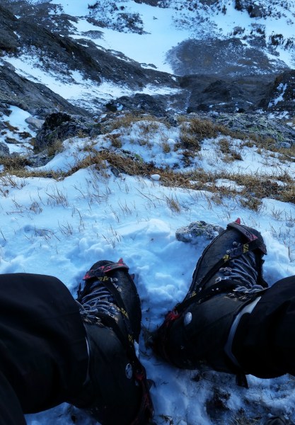 This photo has the camera pointed basically straight down.  It's hard to tell, but this was some STEEP terrain we were climbing.