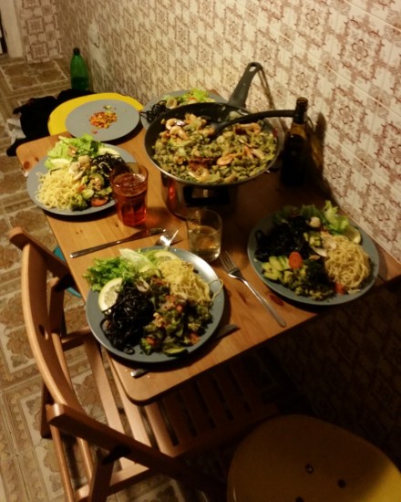 An awesome seafood pasta prepared by a German woman staying in the Lone Surfer