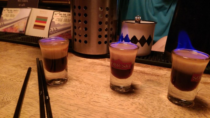 Celebrating Donna and TI's arrival in Chamonix with a flaming shooter