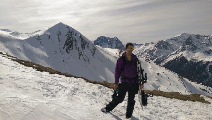 Just before hiking up the crux to the couloir