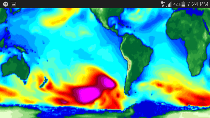 There were actually 2 swells. The second swell was extra large because the first storm created an unsettled sea state for the second storm to blow over.