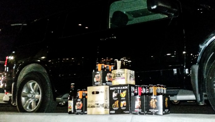 In Utah you can only buy 3.2% or lower beer... unless you go to the microbrew source for dinner. We loaded up.